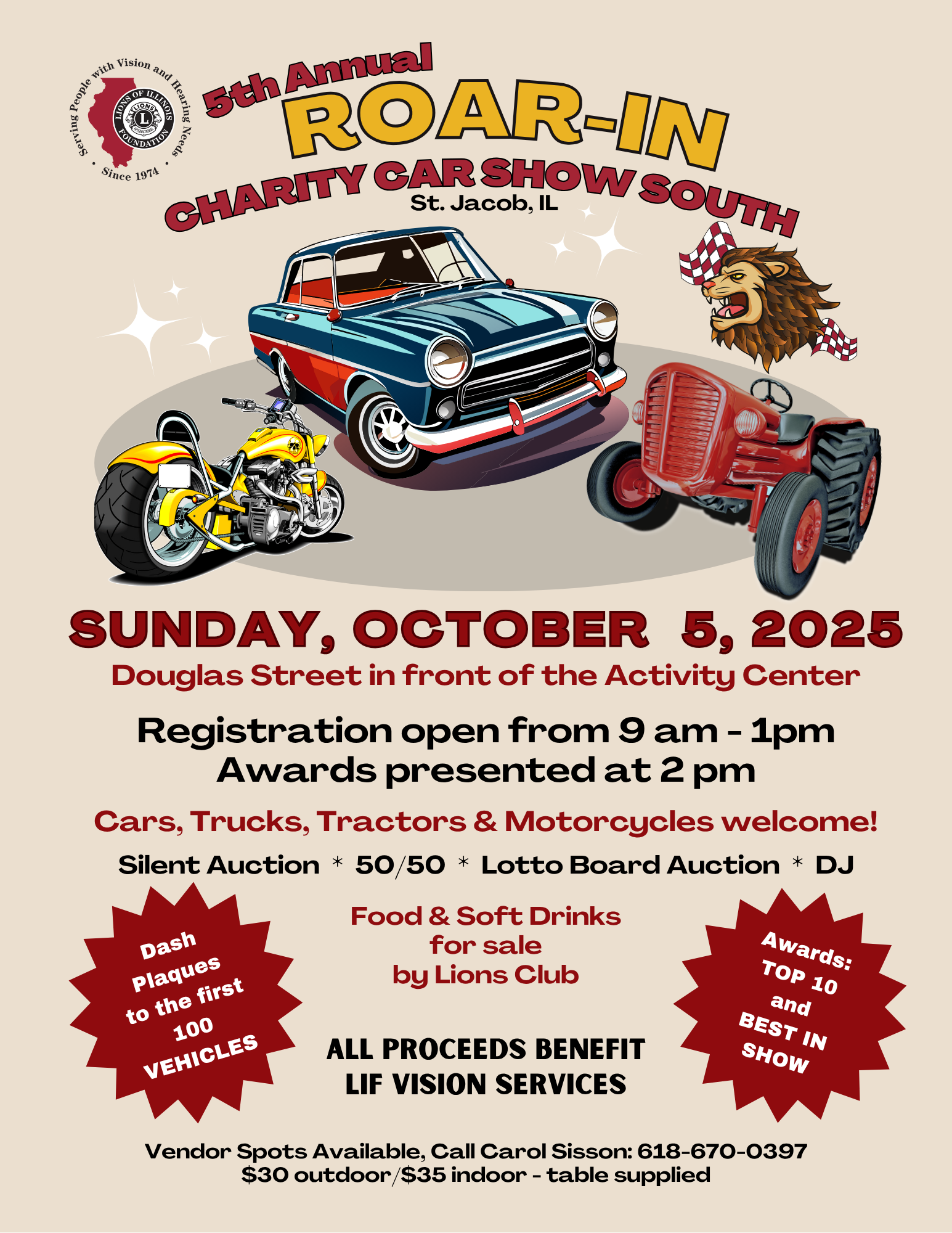 Roar-In Charity Car Show-SOUTH Information